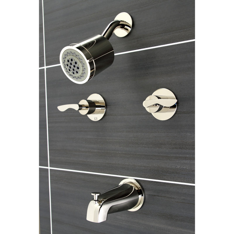 Kingston Brass Serena Double-Handle Tub and Shower Faucet, Polished Nickel