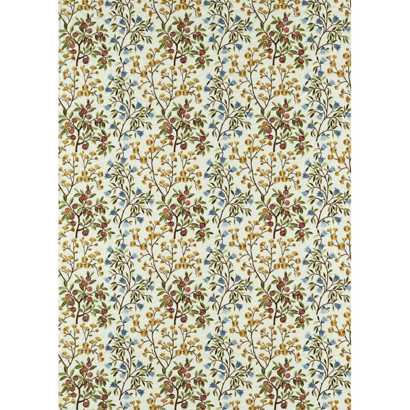 Foraging Embroidery Fabric, Beige/Green/Brown
