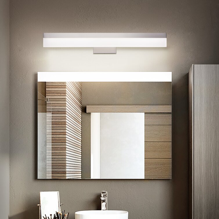 Perpetua Black Modern LED Vanity Light Bathroom Fixture 30" LED Bath Bar Light with Frosted Glass Shade - 1