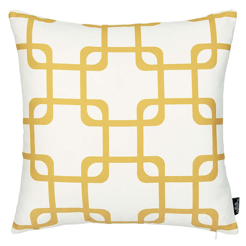 Tangle Throw Pillow, Yellow/White Geometric