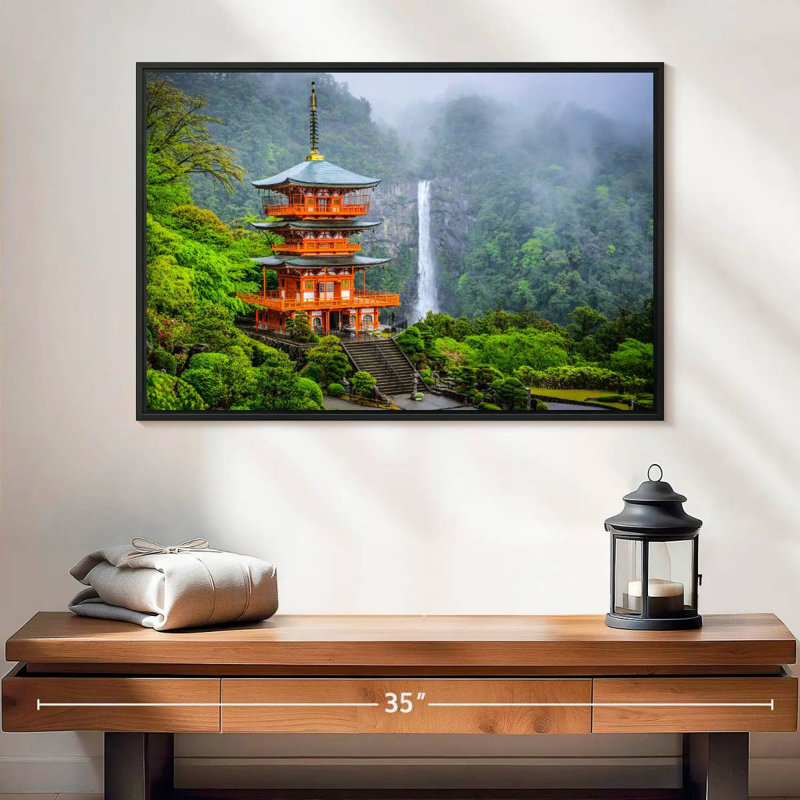 Sanctuaire Nachi Taisha, 25 po x 17 po, Cadre flottant noir