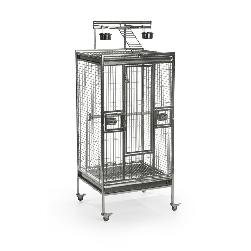 Medium Stainless Steel Playtop Bird Cage with Wheels