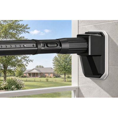 Cette barre de douche noire robuste à tension s'ajuste de 41 à 139 pouces grâce à un mécanisme à un clic et supporte 75 lb ; sa conception antirouille et antidérapante permet une installation facile sans perçage sur les patios, les salles de bains, les fenêtres et les séparateurs de pièces.