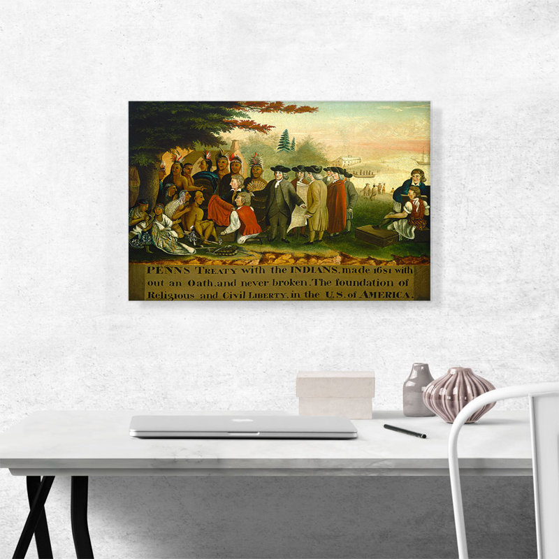 «Penn's Traité avec les Indiens 1844» par Edward Hicks, reproduction d'art sur toile tendue, H 18 po x l 26 po x P 0,75 po