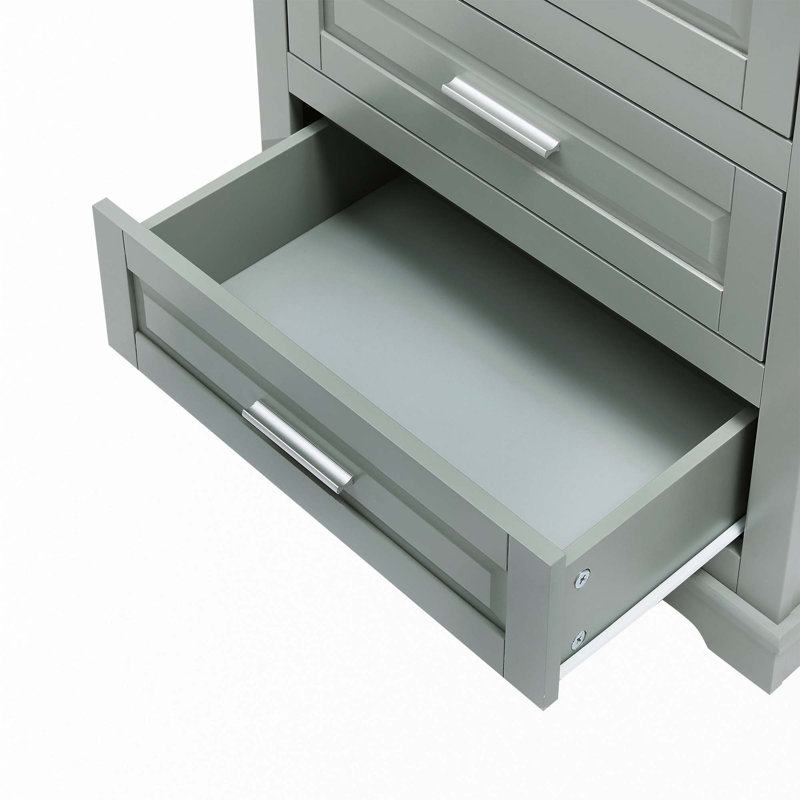Tall Storage Cabinet With Three Drawers, Gray