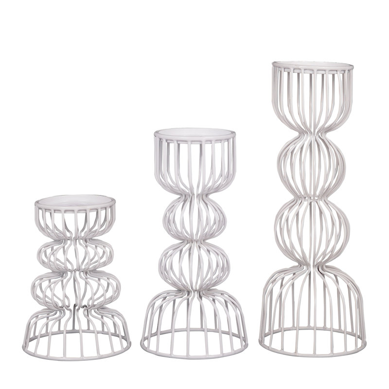 12'' H Metal Tabletop Candlestick, White