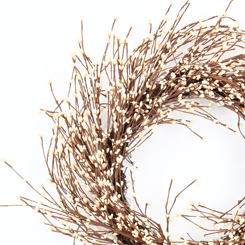 22" Pip Spring Grapevine Berry Wreath, White