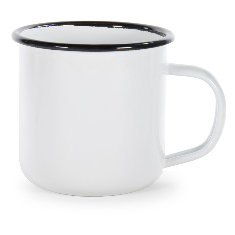 Rolled Black Rim Mug Set/4, Black Rim