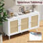 Buffet 47,2 "en rotin avec tablettes réglables pour la cuisine, le salon, le vestibule-973556127