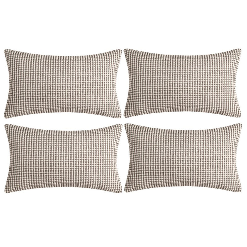 Ensemble de 4 housses de coussin en velours côtelé deux tons, gris