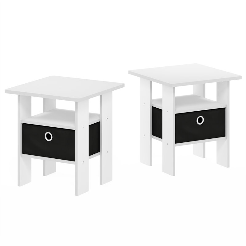 Gigi Nightstand With Bin Drawer, White, Set of 2