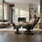 Faux Leather Swivel Recliner with Ottoman,Adjustable Reclining Chair with Solid Wood Base, for Office, Living-121166504