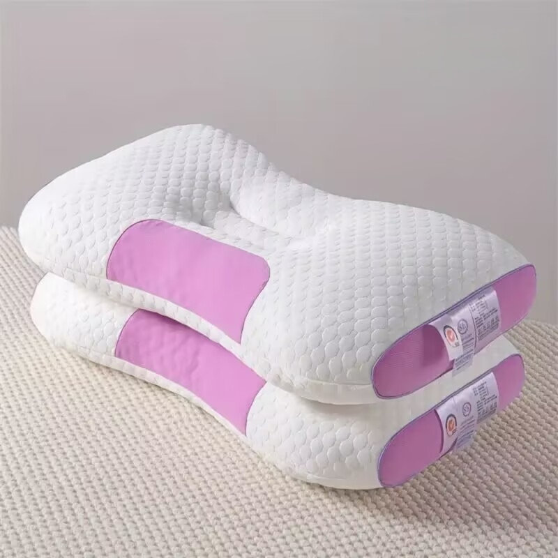 2 coussins de massage en coton tricoté 4 pièces - Mauve, Blanc/mauve