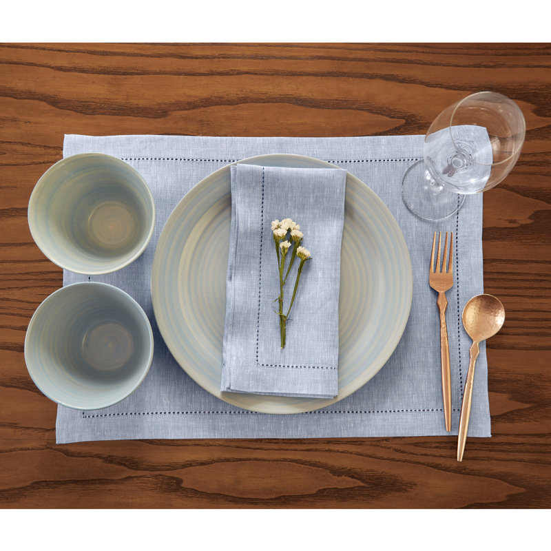 Milan - 100% Pure Linen Dinner Napkins, Chambray Blue