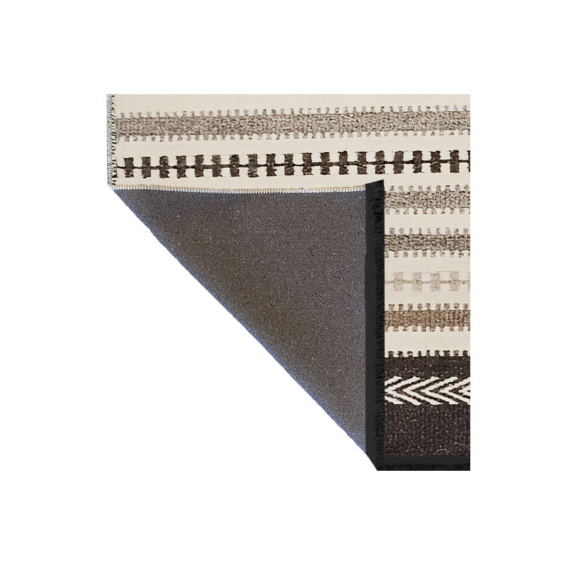 Tapis beige lavable à la machine à motif géométrique, Rectangle 3 pi 3 po x 4 pi 11 po