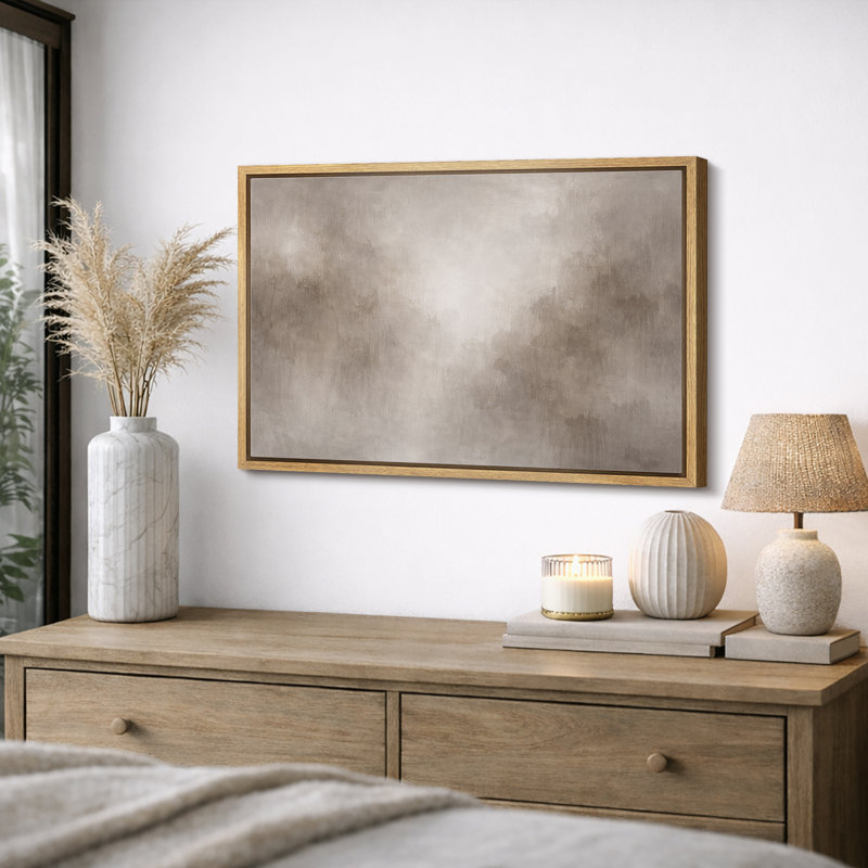 «Neutral Misty Forest», impression de chambre à coucher minimaliste, impression sur toile encadrée, Cadre naturel