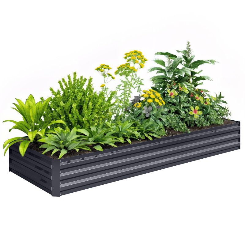 Lit de jardin surélevé en métal Evelin, 1, Gris, H 12 po x l 96 po x P 36 po