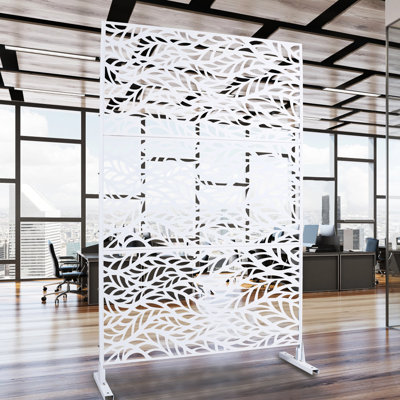 Metal Privacy Screen 76" H48" W - Freestanding For Balcony, Patio, Deck Refuge White Delightful
