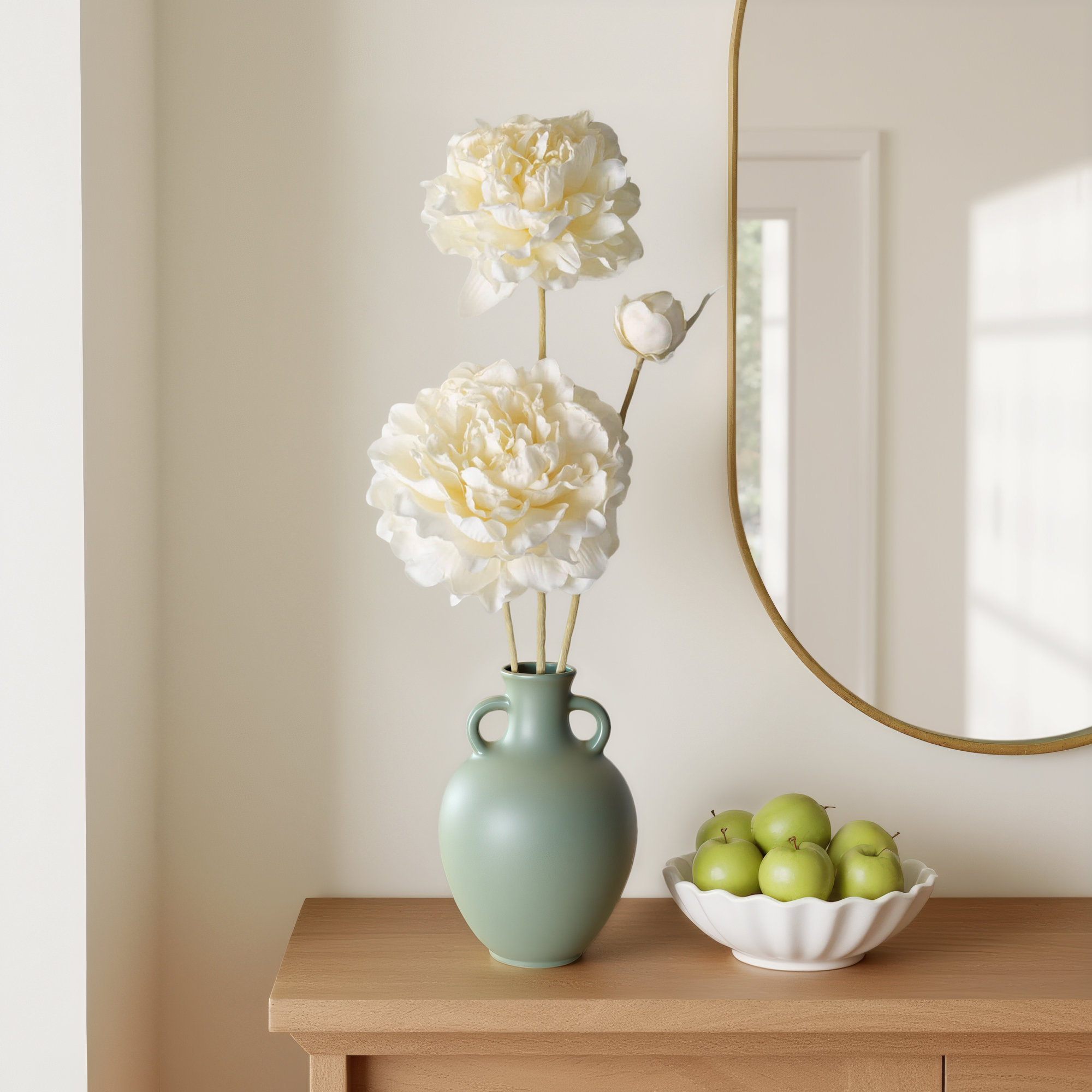 29.5" Artificial Peony Stem, Cream