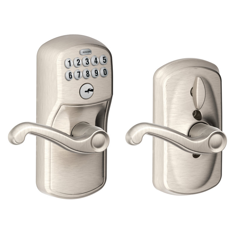 Flair Keypad Lever with Plymouth Trim, Satin Nickel