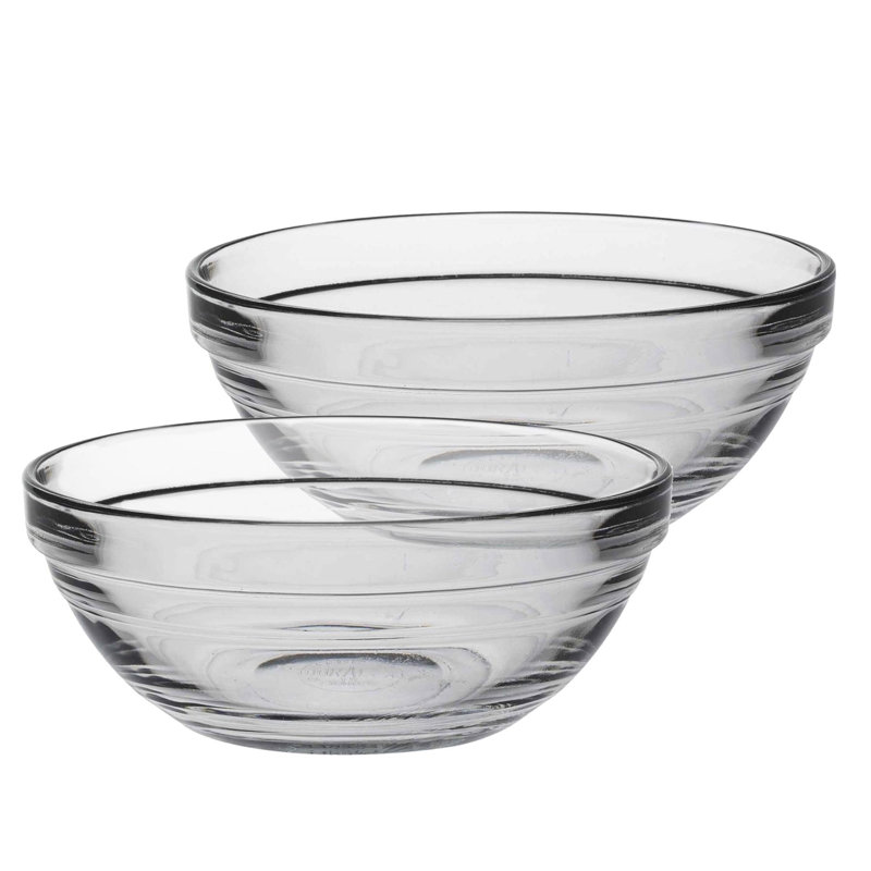 Duralex - Lys Glass Stacking Bowls for Kitchen, 4.9cm H x 12cm W x 4.9cm D
