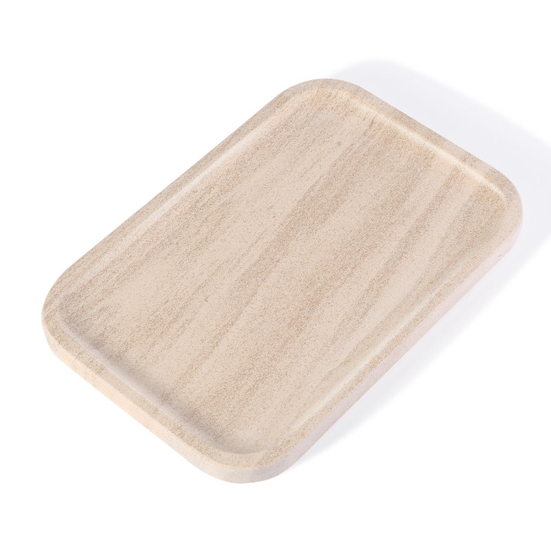 Plateau rectangulaire en marbre naturel Guein, Moka crème