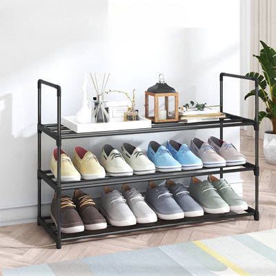 Range-chaussures, range-chaussures à 3 couches, range-chaussures en métal, facile à assembler, peu encombrant pour votre vestibule organisé, noir