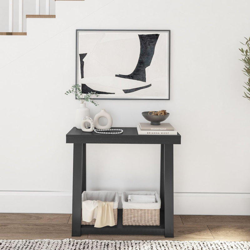 Beckett Solid Wood Console Table, 32" H x 36" W x 12" D, Black