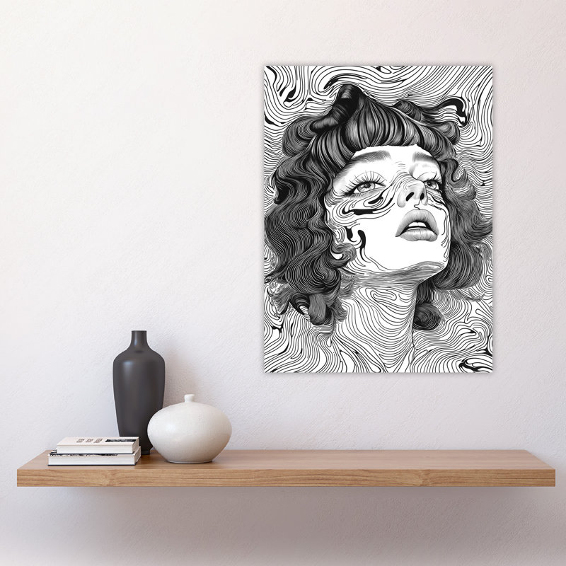 Manic Pixie Girl Trippy Line Portrait Wall Art Print
