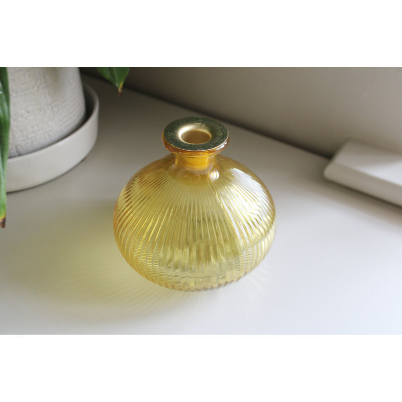 Glass Tabletop Candlestick, Yellow