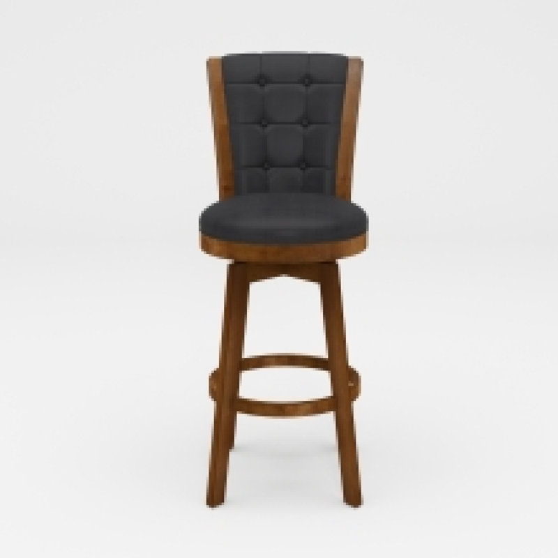 Ensemble de 2 fauteuils pivotants Core, bois brun, similicuir noir, Tabouret de bar (siège d'une hauteur de 30 po)