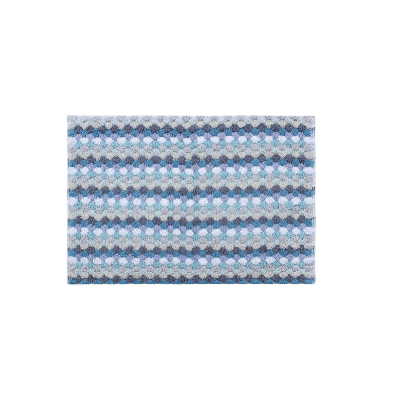 Tapis de salle de bain 100% coton Macek, antidérapant et tapis à poil long absorbant l'eau, L 20 po x L 32 po, Bleu