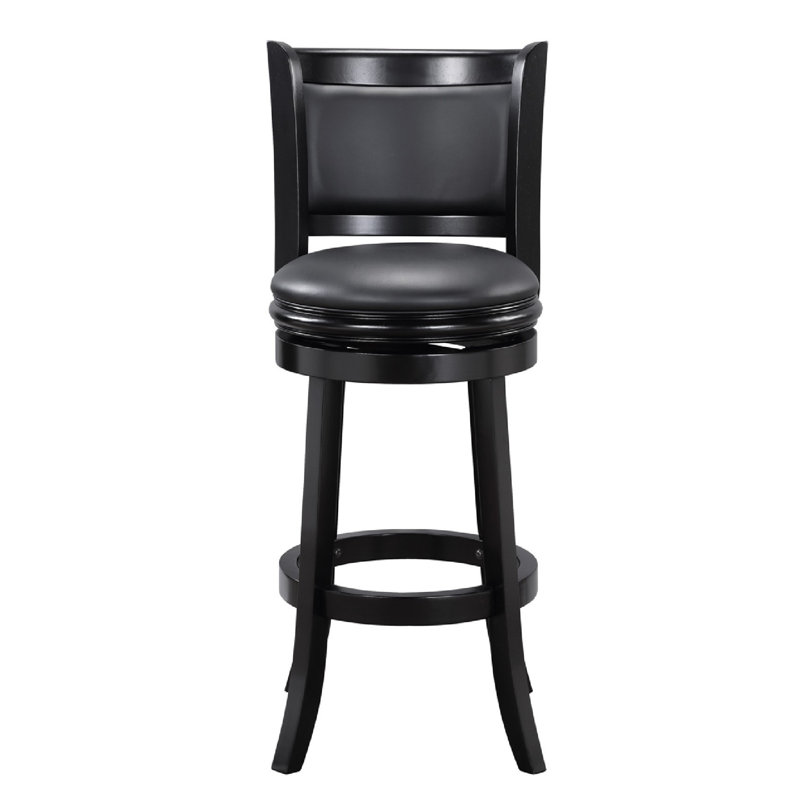 Tabouret pivotant, Tabouret de bar (siège d'une hauteur de 31 po), Noir, Similicuir noir végétalien