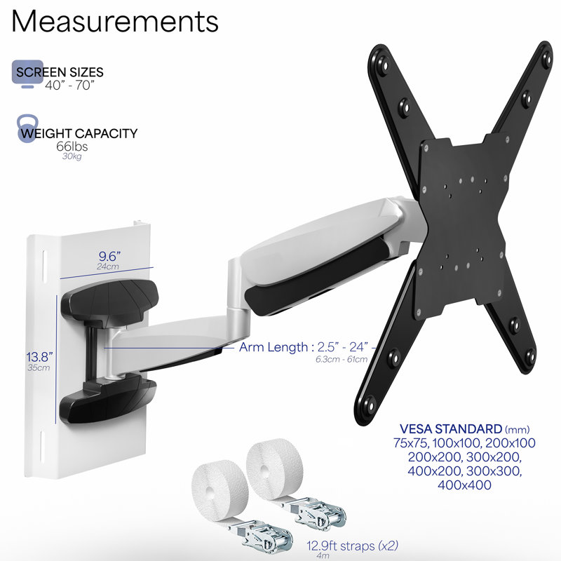 VIVO Height Adjustable Exposed Column Pneumatic Arm Mount for 40" to 70" Screens