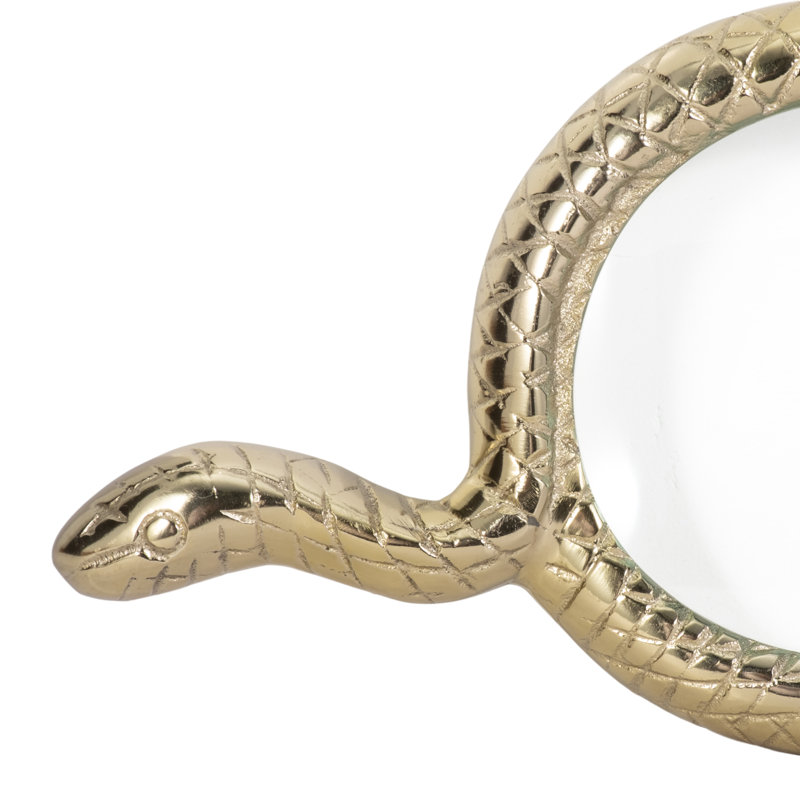 Calandria Decorative Object Metal Aluminum Glass Snake Magnifying Glass Design Metallic Boho Home Office Bedroom Living Room Use - 1" Gold