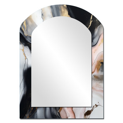 Black Gold Texture Splash Marble - Black Arch Wall Mirror Decor
