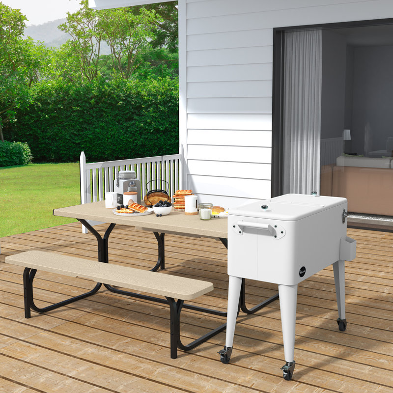 Glacière à roulettes d'une capacité de 75 qt., Blanc