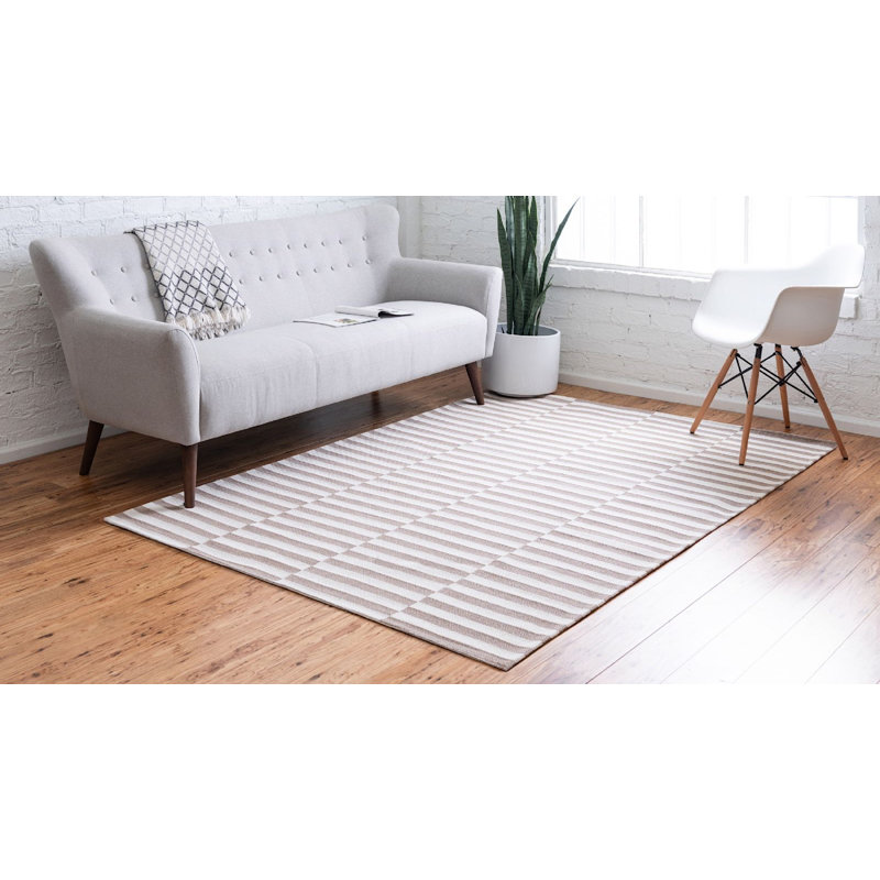 California Cotton Striped Indoor Rug, Rectangle 5'2" x 7'5"