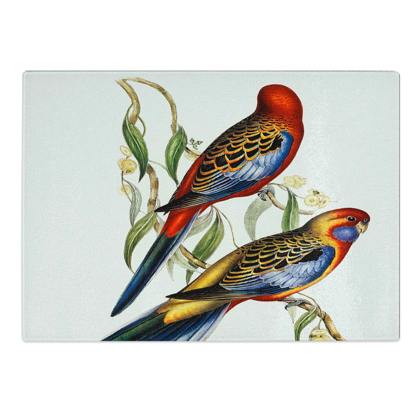Tempered Glass Adelaide Parakeets Chopping Board, 39 cm W x 28.5 cm L