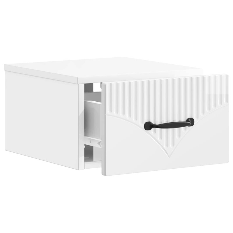 34.5cm W Manufactured Wood Bedside Table, High Gloss White