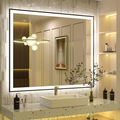 Aevar UL Certified Front & Back LED Anti-Fog Tempered Glass Framed Bathroom/Vanity Mirror with 3-Year Warranty