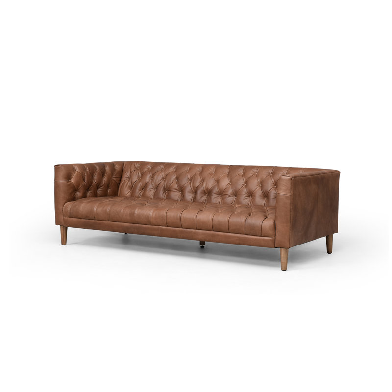 Columbia 75'' Genuine Leather Sofa, Brown Genuine Leather