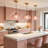 1 - Light Gold Kitchen Island Single Pendant Light With 11in Striped Clear Glass Shade-1353150096