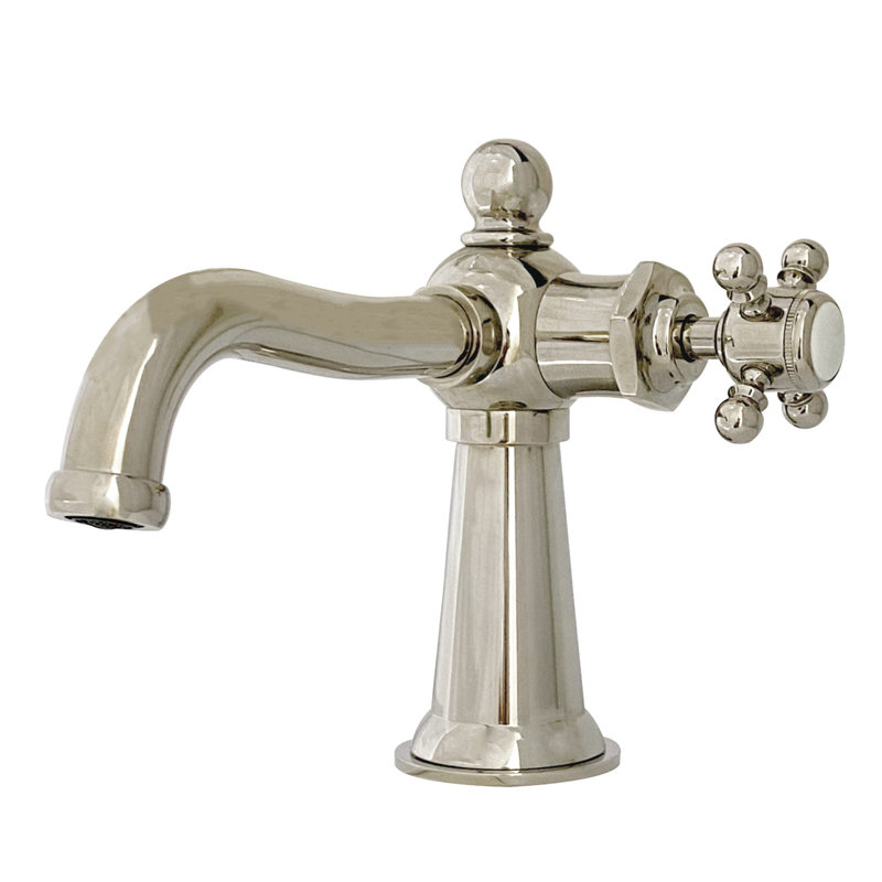 Kingston Brass Nautical Single-Handle 1-Hole Deck Mount Bathroom Faucet with Push Pop-Up, Polished Nickel