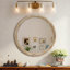 Miroir mural rond rond, miroir à cadre perlé en bois vieilli de 23,62 po pour hall d'entrée, salon, salle de bain, miroir décoratif de style maison de campagne