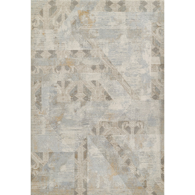 Bungalow Rose Vaniyah Traditional Distressed Polyester Blue Area Rug, Rectangle 3'6" x 5'6"