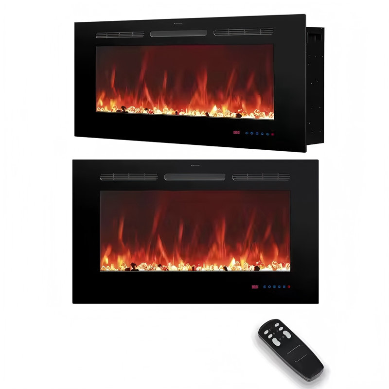 Electric Fireplace Inserts, Fireplace Heater for Indoor Use with Remote Control, 17.70" H x 30" W x 5.50" D