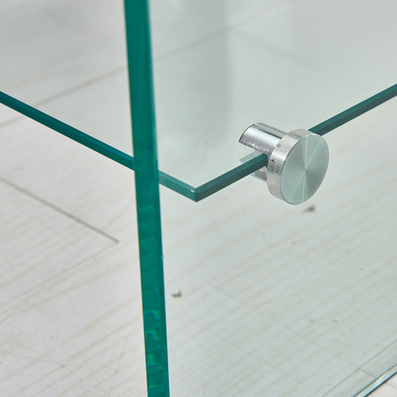 Glass Console Table, Transparent Tempered  Glass Console Table With Rounded Edges Desks, Sofa Table