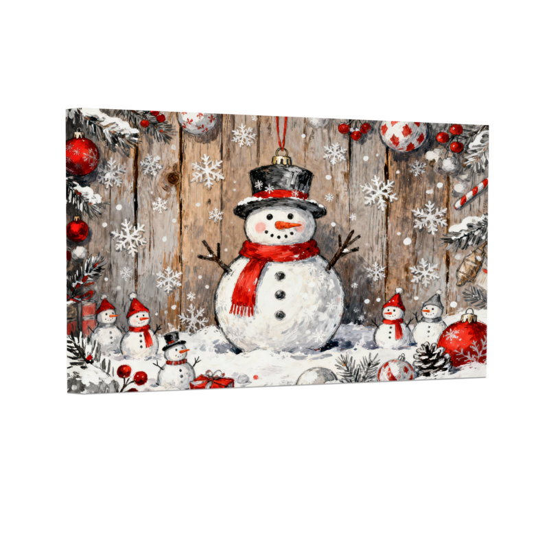 «Christmas Snowman Winter Holiday Christmas», ensemble de 3 impressions sur toile, H 20 po x l 30 po