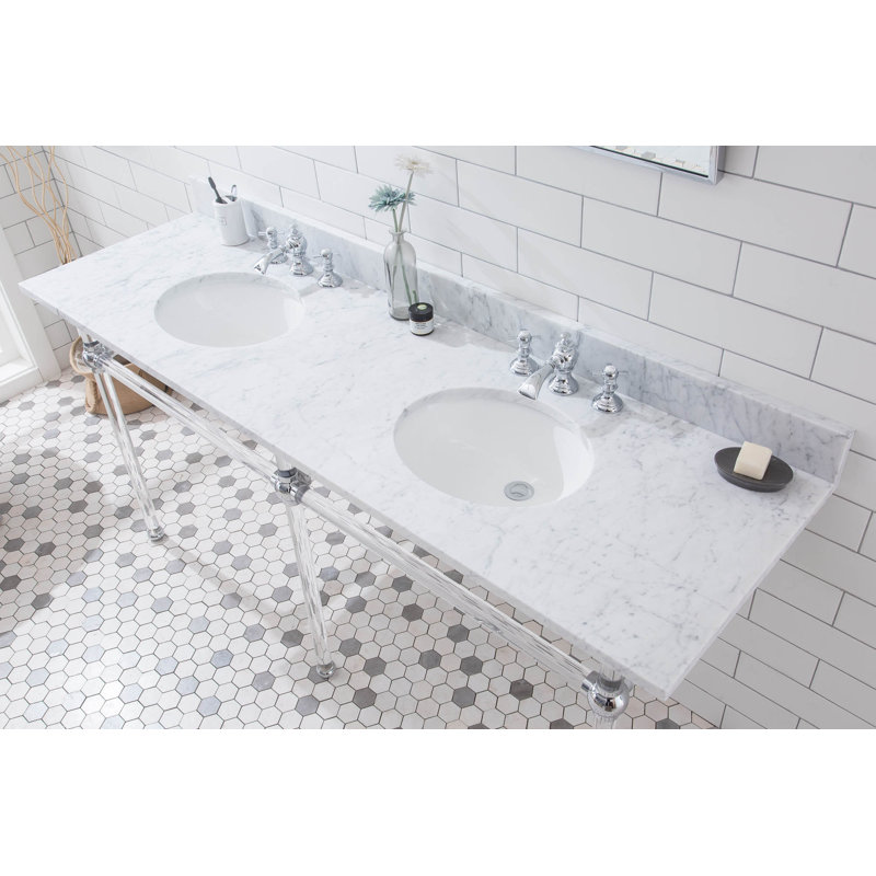 Empire Stone Oval Console Bathroom Sink with Faucet and Overflow, Chrome